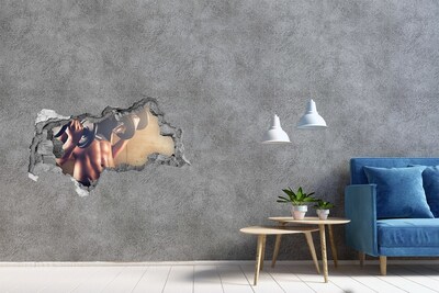 Hole wall sticker Gym in action