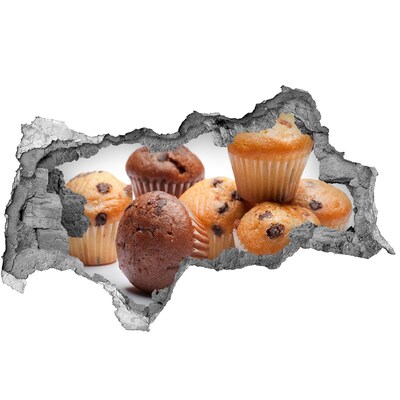 Hole in the wall decal Sweet pastries from behind the wall