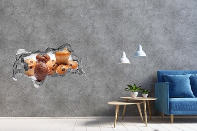 Hole in the wall decal Sweet pastries from behind the wall