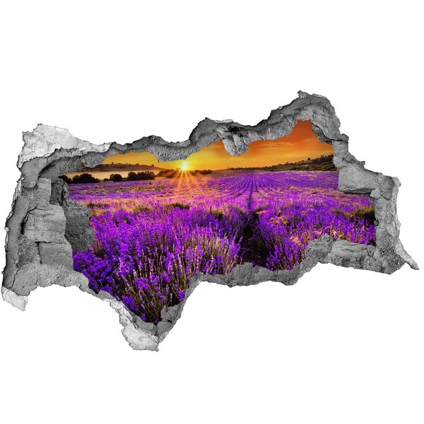 Hole in the wall sticker Lavender field at sunset