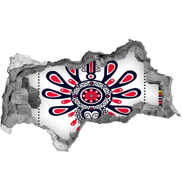 Hole in the wall sticker Colorful ethnic pattern in a hole in the wall