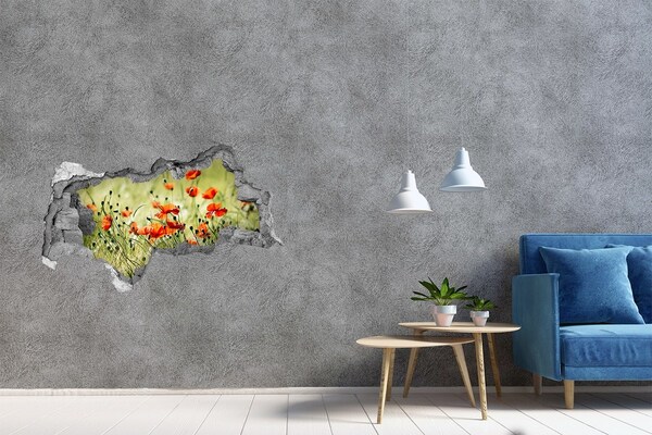 Hole wall sticker A floral paradise among the poppies