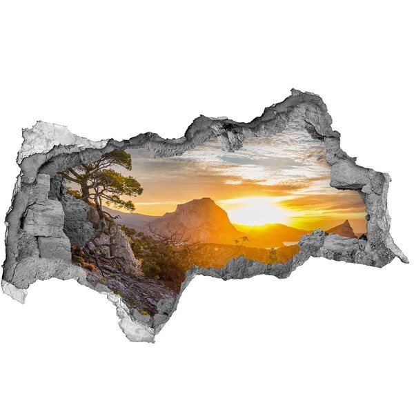 Hole in the wall decal Sunset in the mountains