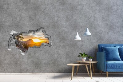 Hole in the wall decal Sunset in the mountains
