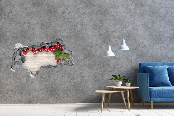 Hole in the wall sticker Cherries in concrete