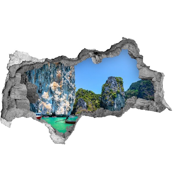 Hole wall sticker Caribbean bay with a boat