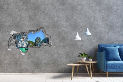 Hole wall sticker Caribbean bay with a boat