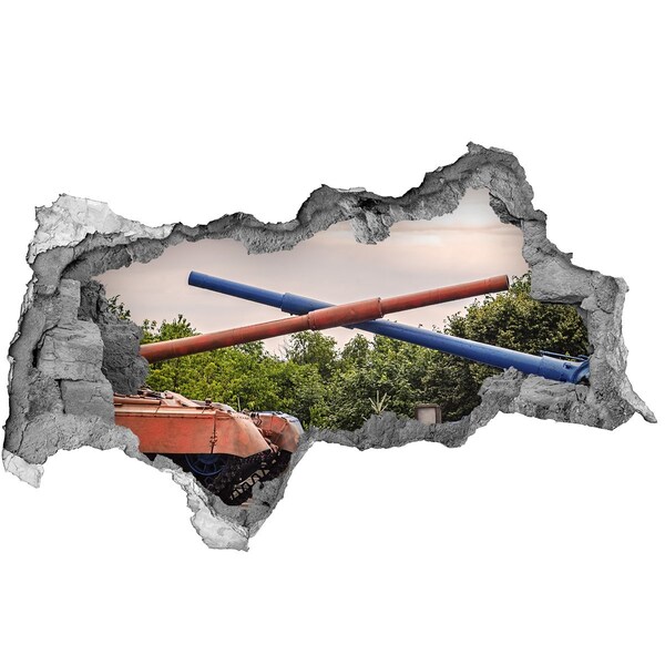 Hole in the wall sticker Tank battle in the ruins