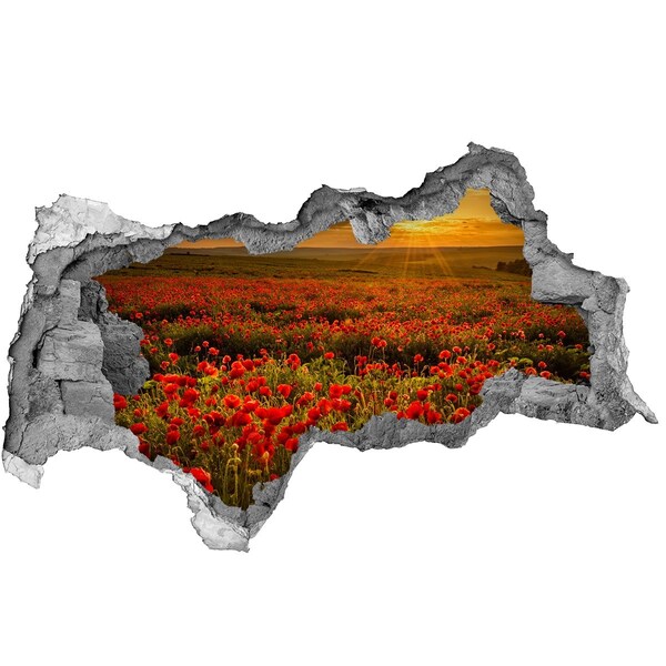 Hole wall sticker Floral landscape at sunset