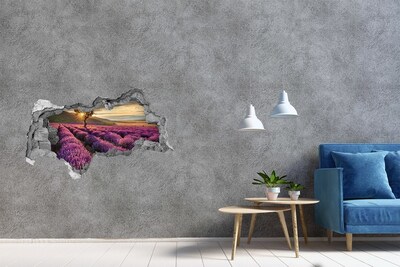 Hole in the wall decal Lavender fields at sunset