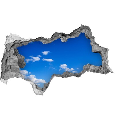 Hole in the wall sticker Blue sky with clouds