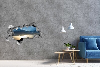 Hole in the wall decal Sunset over the sea