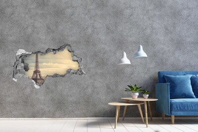 Hole wall sticker The Eiffel Tower in Paris