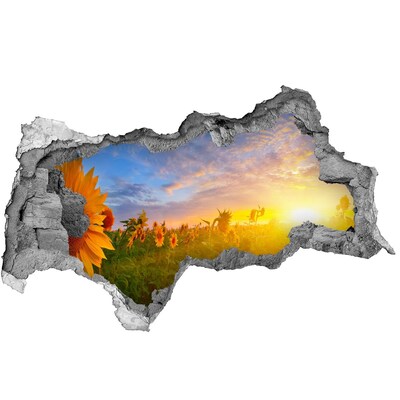 Hole in the wall sticker Sunflowers in the setting sun