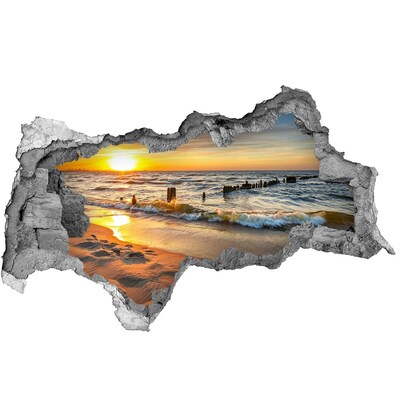 Hole wall sticker Sunset over the sea