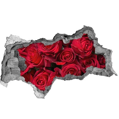 Hole wall sticker A bouquet of red roses in a hole in the wall