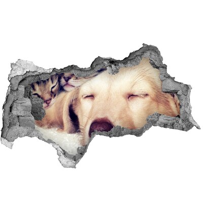Hole in the wall sticker Cute dog in a hole in the wall