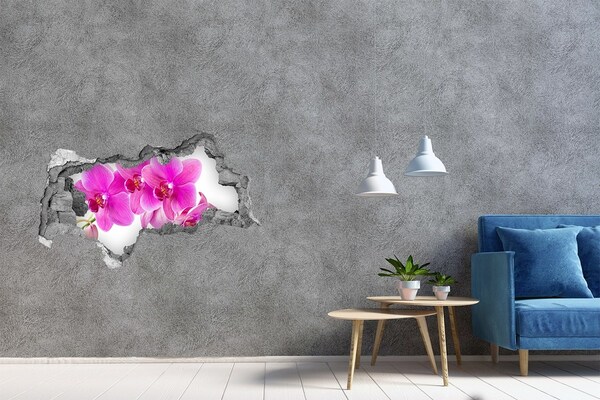 Hole in the wall sticker Orchid flowers in a concrete hole