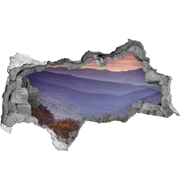 Hole in the wall sticker Mountain landscape at sunrise