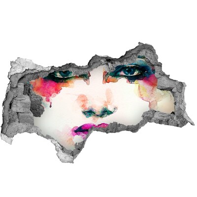 Hole in the wall sticker A colorful portrait in a hole in the wall