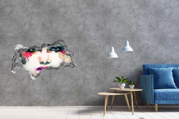 Hole in the wall sticker A colorful portrait in a hole in the wall