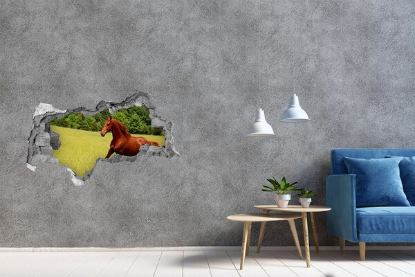 Hole in the wall decal Galloping Horse in a Scenic Meadow