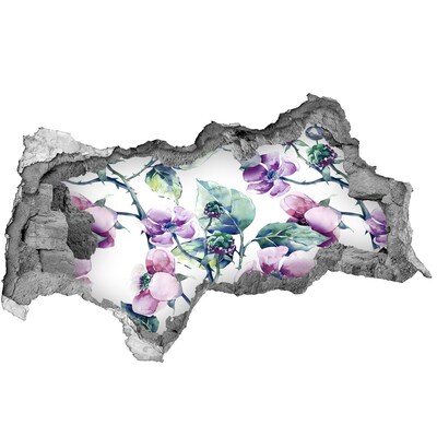 Hole in the wall sticker Floral mural in a damaged wall