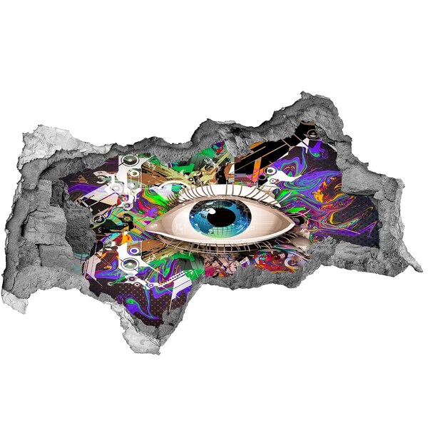 Hole in the wall decal An eye in a colorful composition