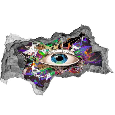Hole in the wall decal An eye in a colorful composition