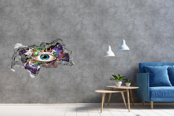 Hole in the wall decal An eye in a colorful composition