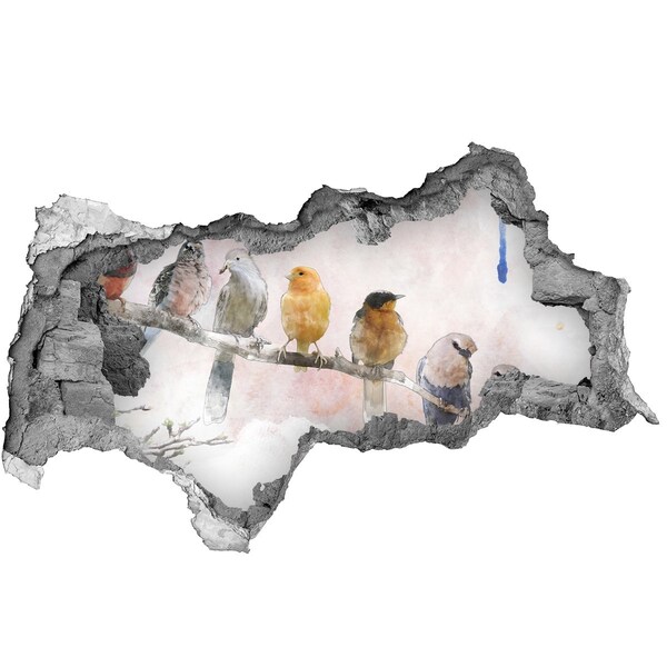 Hole wall sticker Birds on a branch