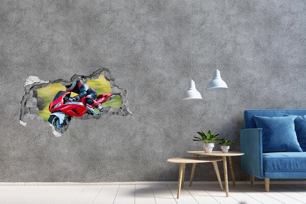Hole in the wall sticker Motorcycle in action