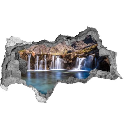 Hole wall sticker Waterfall in the mountains
