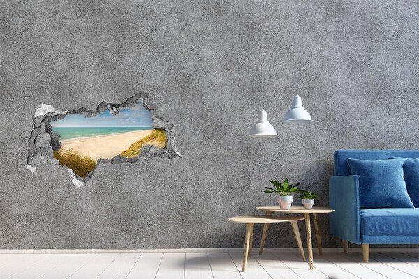 Hole wall sticker Caribbean Beach Through a Hole in the Wall