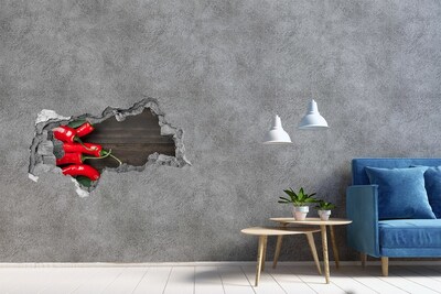 Hole in the wall decal Chili peppers in a damaged wall