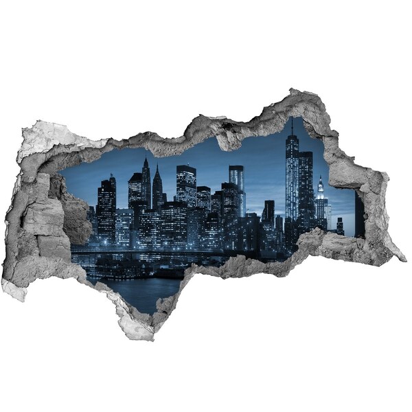 Hole in the wall decal View of New York at night