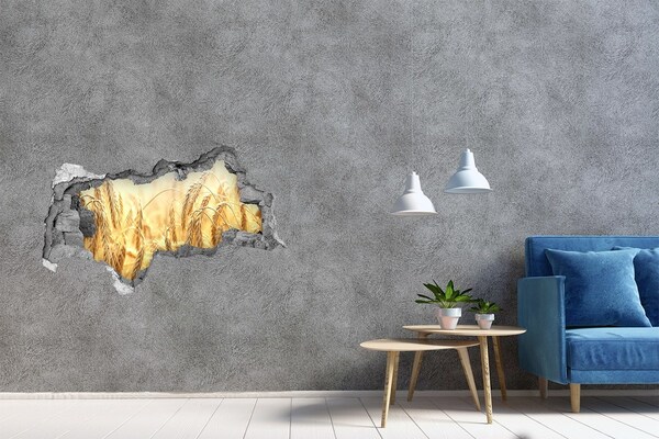 Hole wall sticker Golden wheat fields