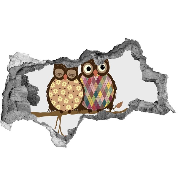 Hole wall sticker Owls on a branch