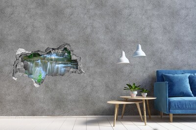 Hole in the wall sticker Waterfall in the jungle