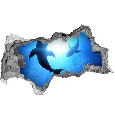 Hole wall sticker Underwater world with sharks