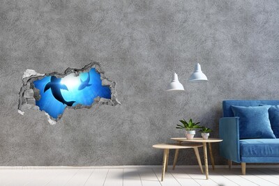 Hole wall sticker Underwater world with sharks