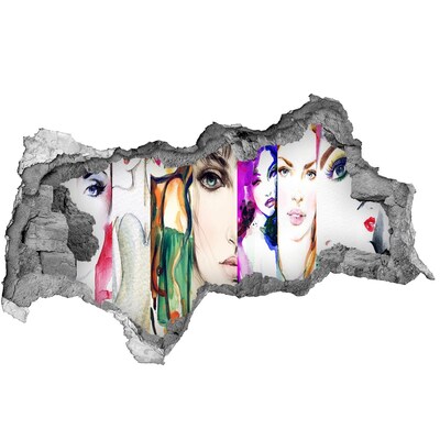 Hole in the wall decal Female portraits in a hole in the wall
