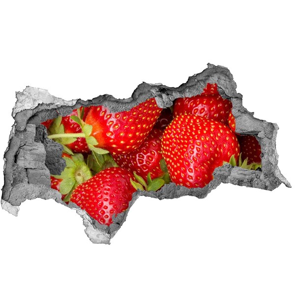 Hole in the wall decal Juicy strawberries in concrete
