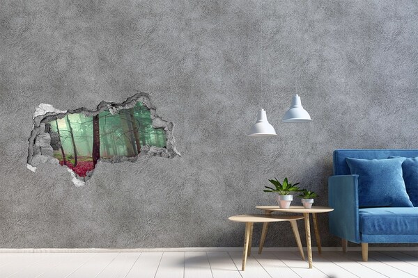 Hole wall sticker Enchanted Forest in the Fog