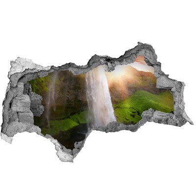 Hole in the wall sticker A waterfall in a green landscape