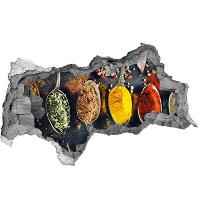 Hole in the wall decal Colorful spices in the kitchen