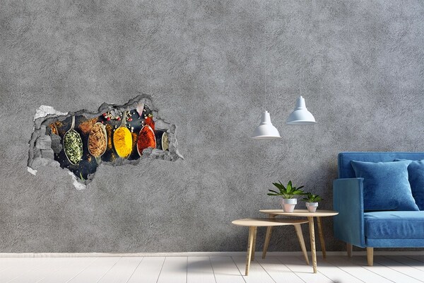 Hole in the wall decal Colorful spices in the kitchen