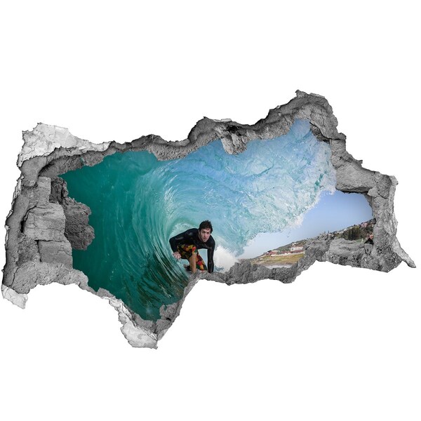 Hole wall sticker Surfing in the ocean