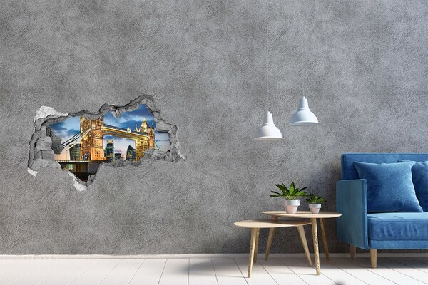 Hole wall sticker Tower Bridge in London