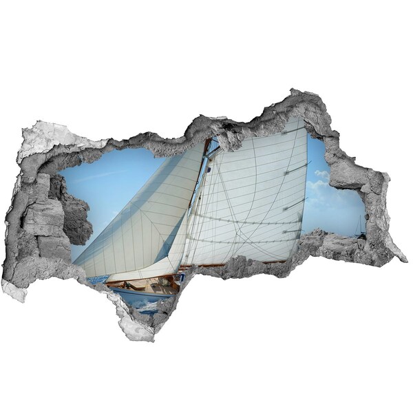 Hole in the wall decal A yacht on the waves of the sea